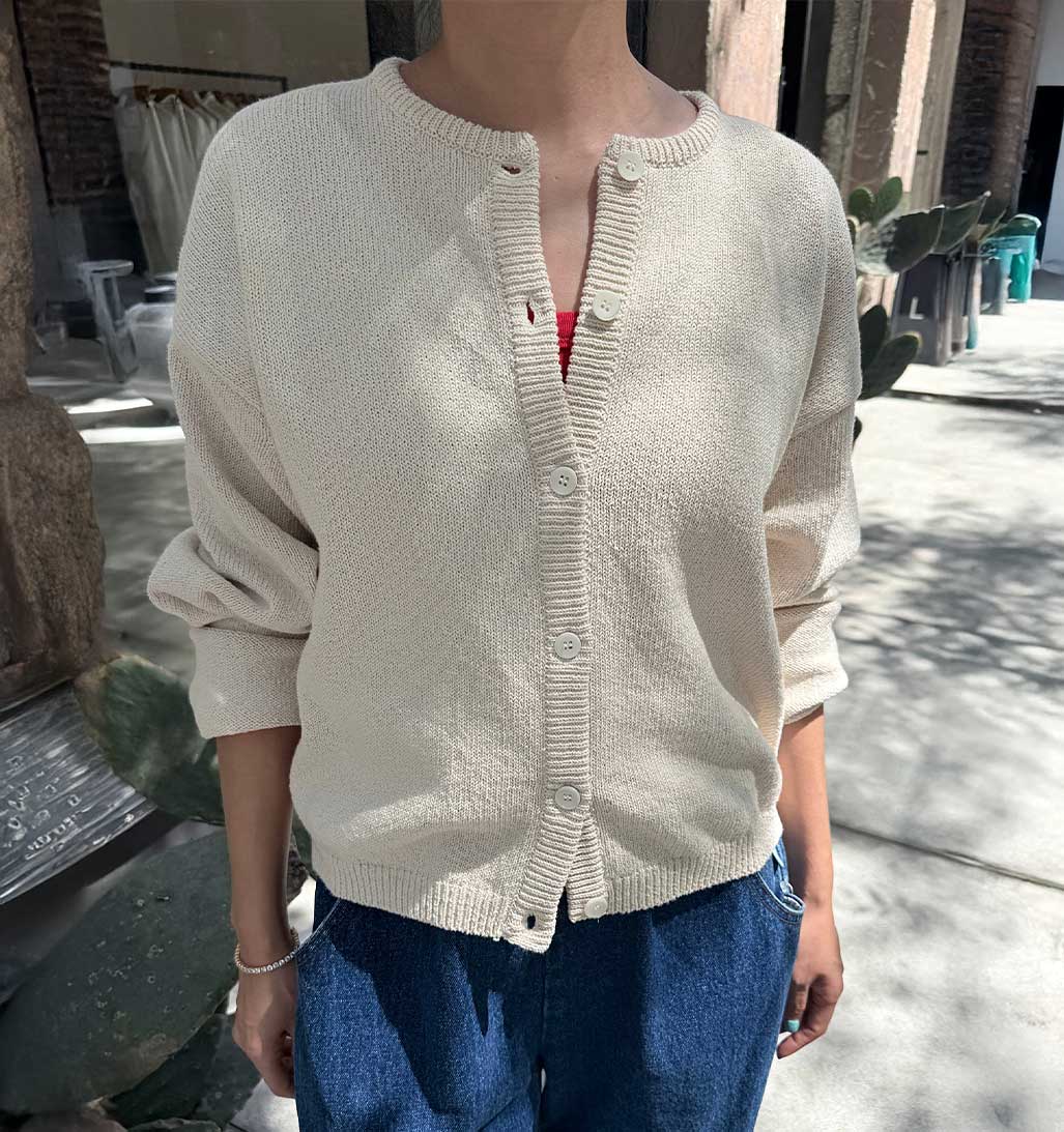 LBS Cotton Leila Cardigan - Naturel
