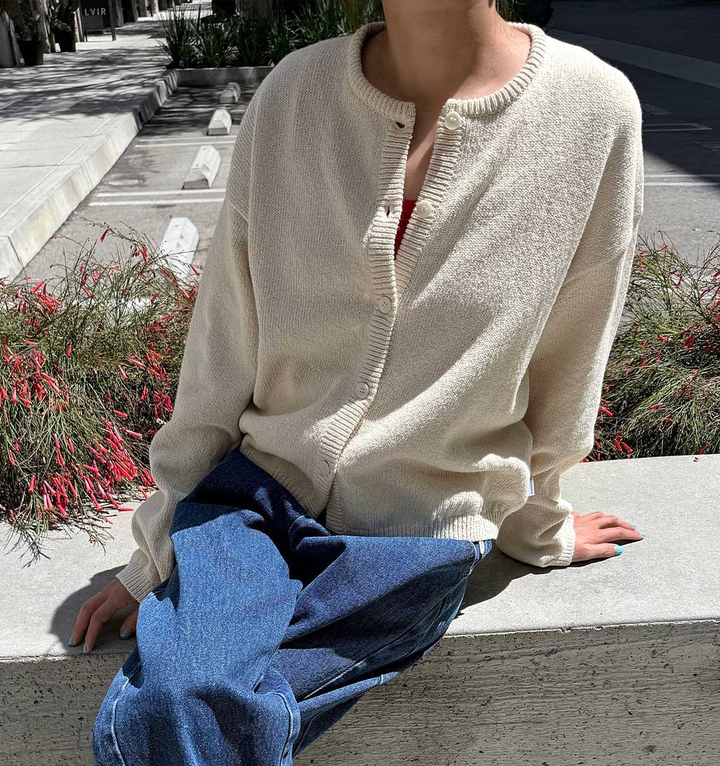 LBS Cotton Leila Cardigan - Naturel
