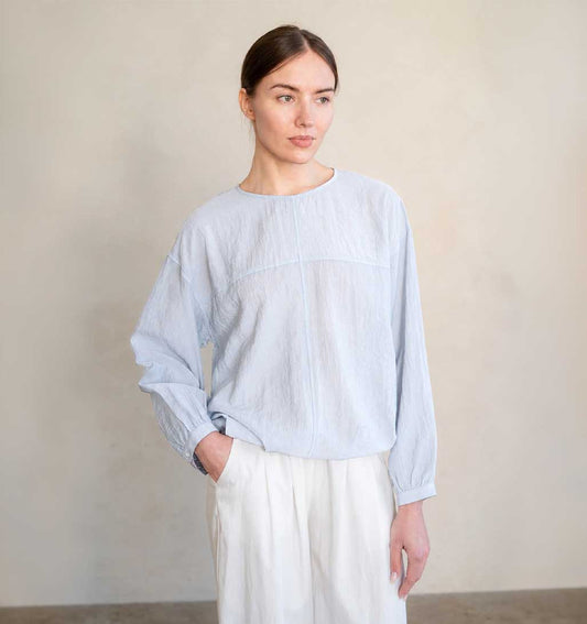 Textured Tapered Waist Blouse