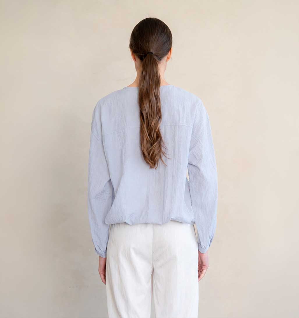 Textured Tapered Waist Blouse