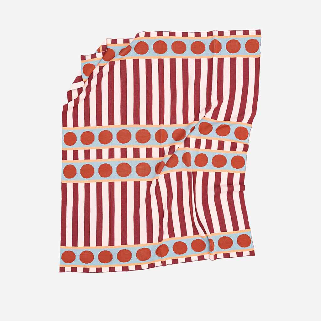 Stripe Dot Throw - Ruby