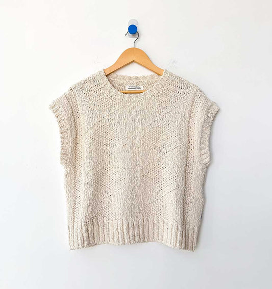 Alden Cotton Cap Sleeve Sweater - Natural - re - souL