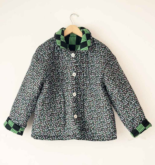 Amente Reversible Quilt Jacket - Green/Navy - re - souL