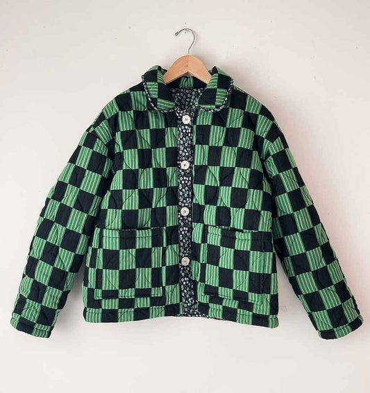 Amente Reversible Quilt Jacket - Green/Navy - re - souL