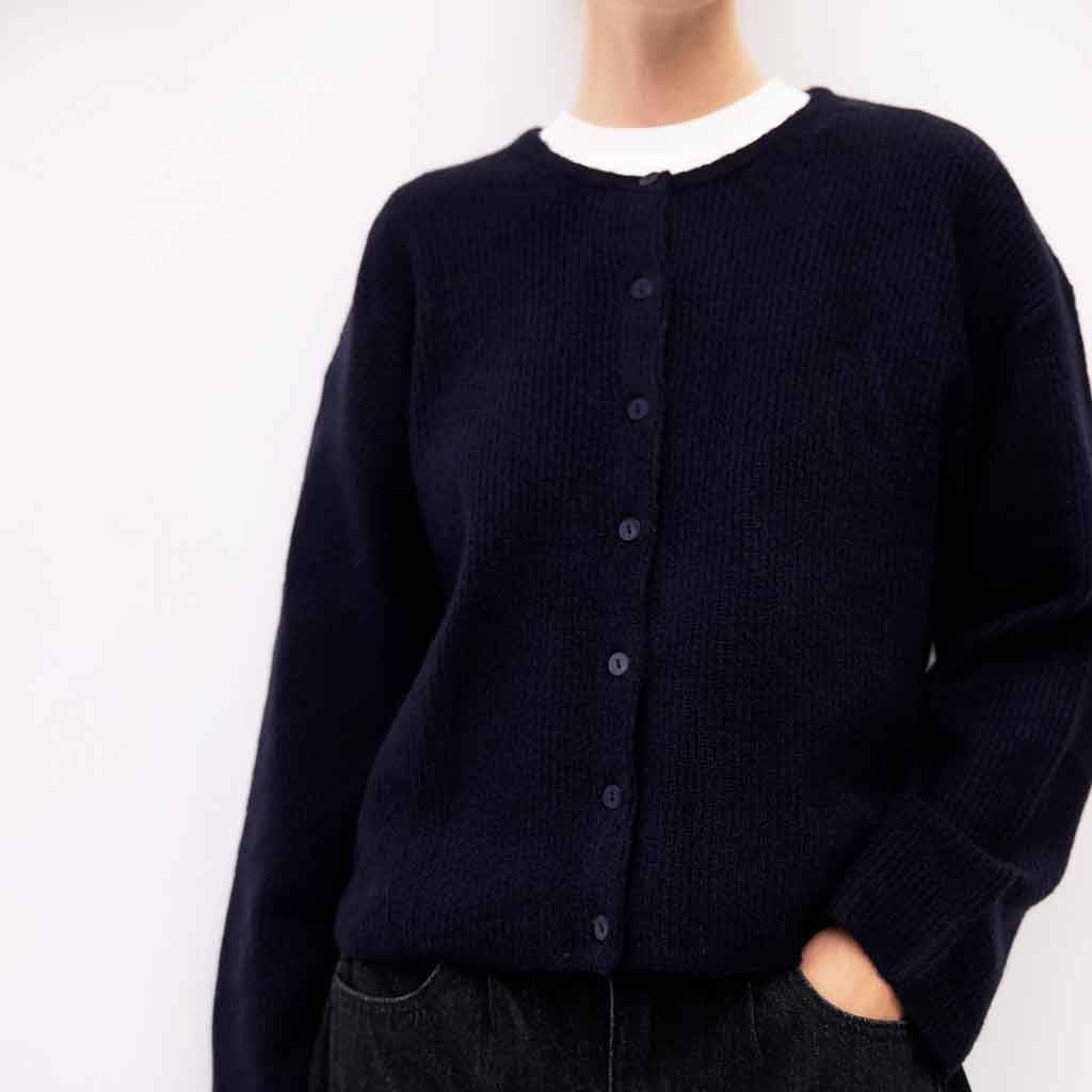 Anabel Knit Cardigan - Navy - re - souL