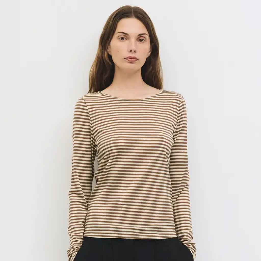Ashley Striped Top - Brown/White - re - souL