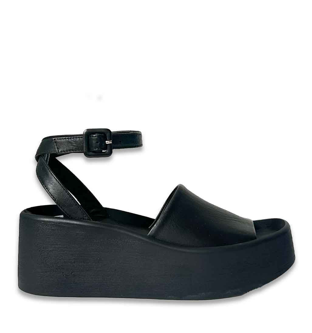 Beyza Platform Sandal - Black - re - souL