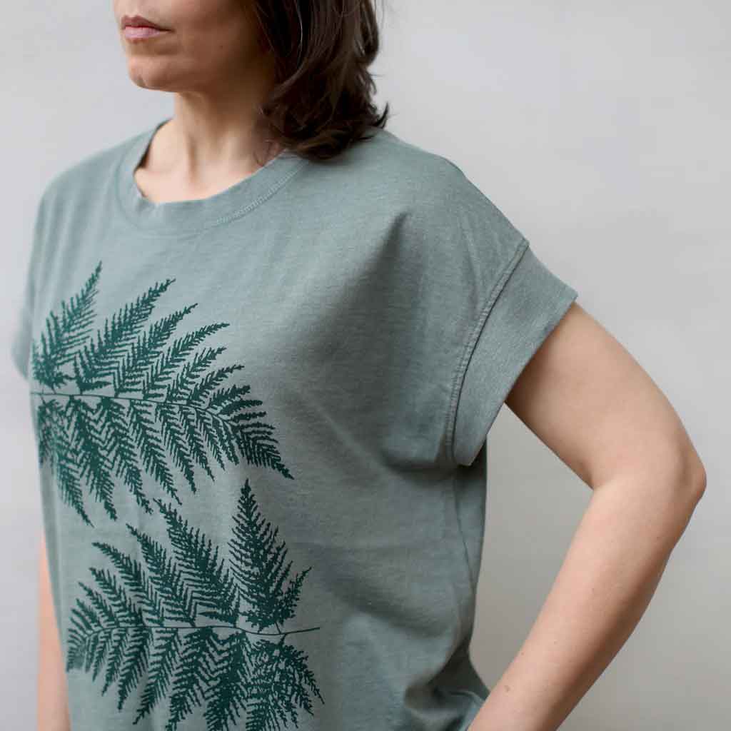 Blackbird Supple Boxy Tee - Green Ferns - re - souL