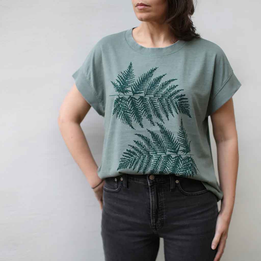 Blackbird Supple Boxy Tee - Green Ferns - re - souL