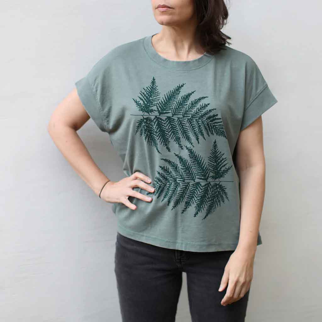 Blackbird Supple Boxy Tee - Green Ferns - re - souL