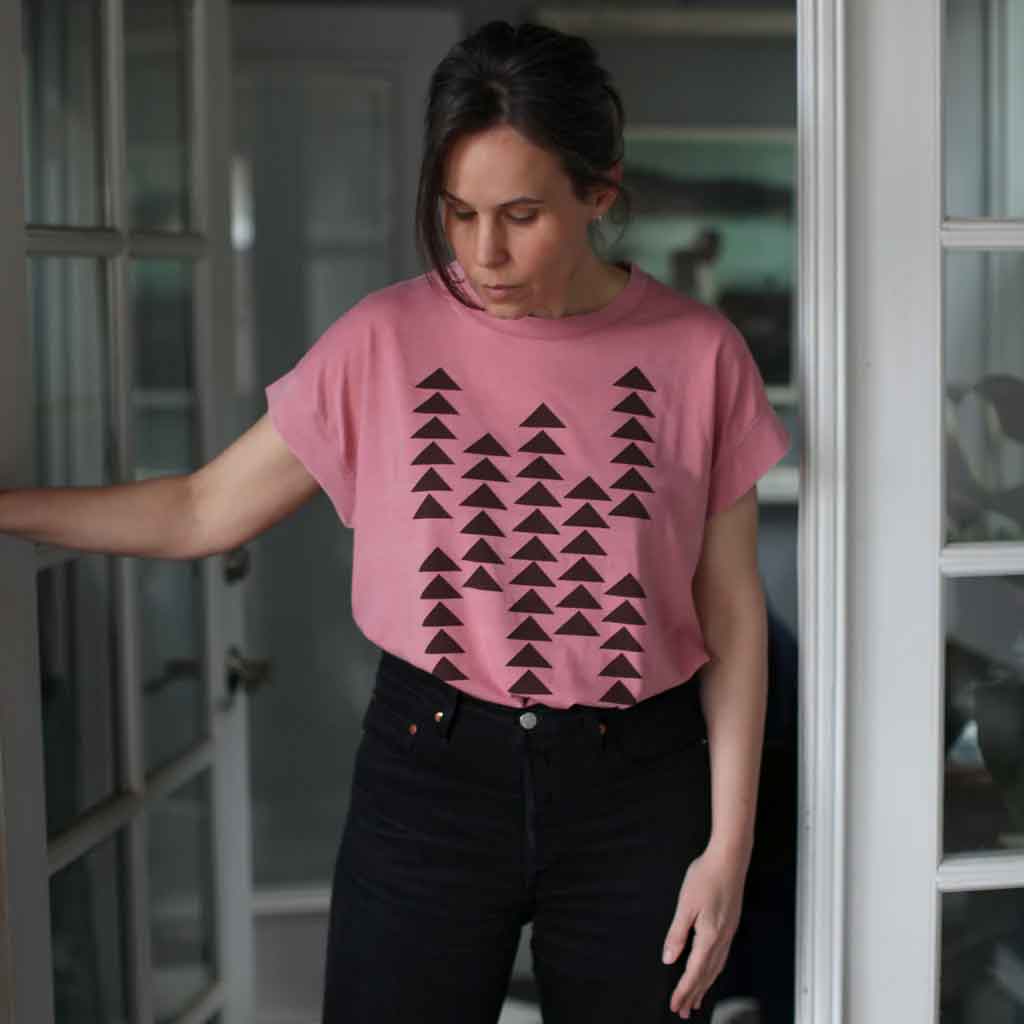 Blackbird Supple Boxy Tee - Pink Geo Pattern - re - souL