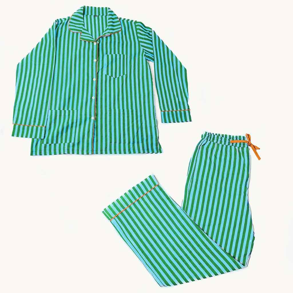 Bonnie Pajama Set - Green and Blue - re - souL