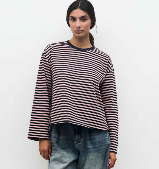 Callahan Striped Long Sleeve - Navy/Pink - re - souL