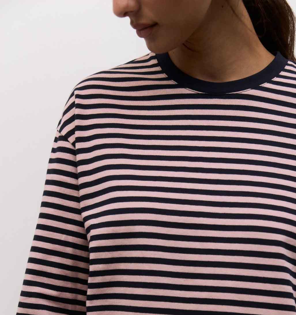 Callahan Striped Long Sleeve - Navy/Pink - re - souL