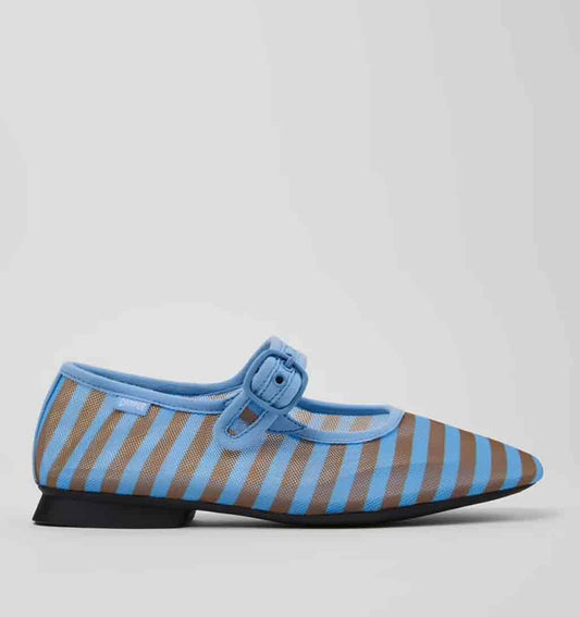 Camper Casi Myra Textile Ballerina Flat - Blue/Brown - re - souL