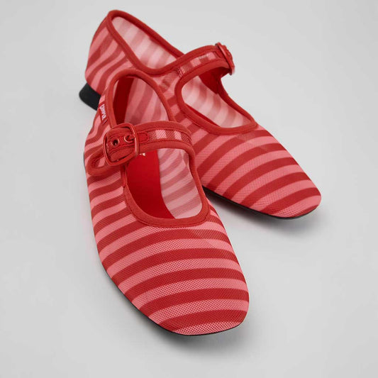 Camper Casi Myra Textile Ballerina Flat - Red - re - souL