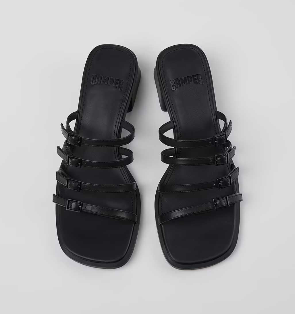 Camper Kora Backless Block Heel Sandal - Black - re - souL