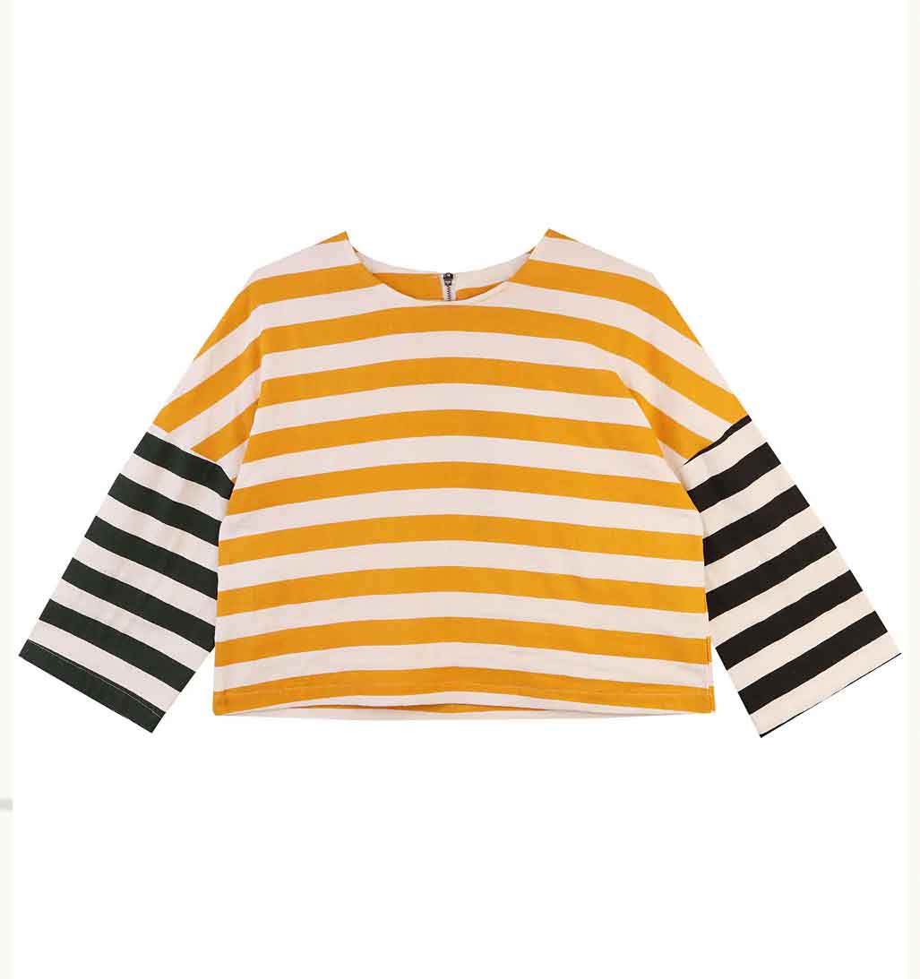 Carr Color Block Striped Top - Yellow/Navy - re - souL