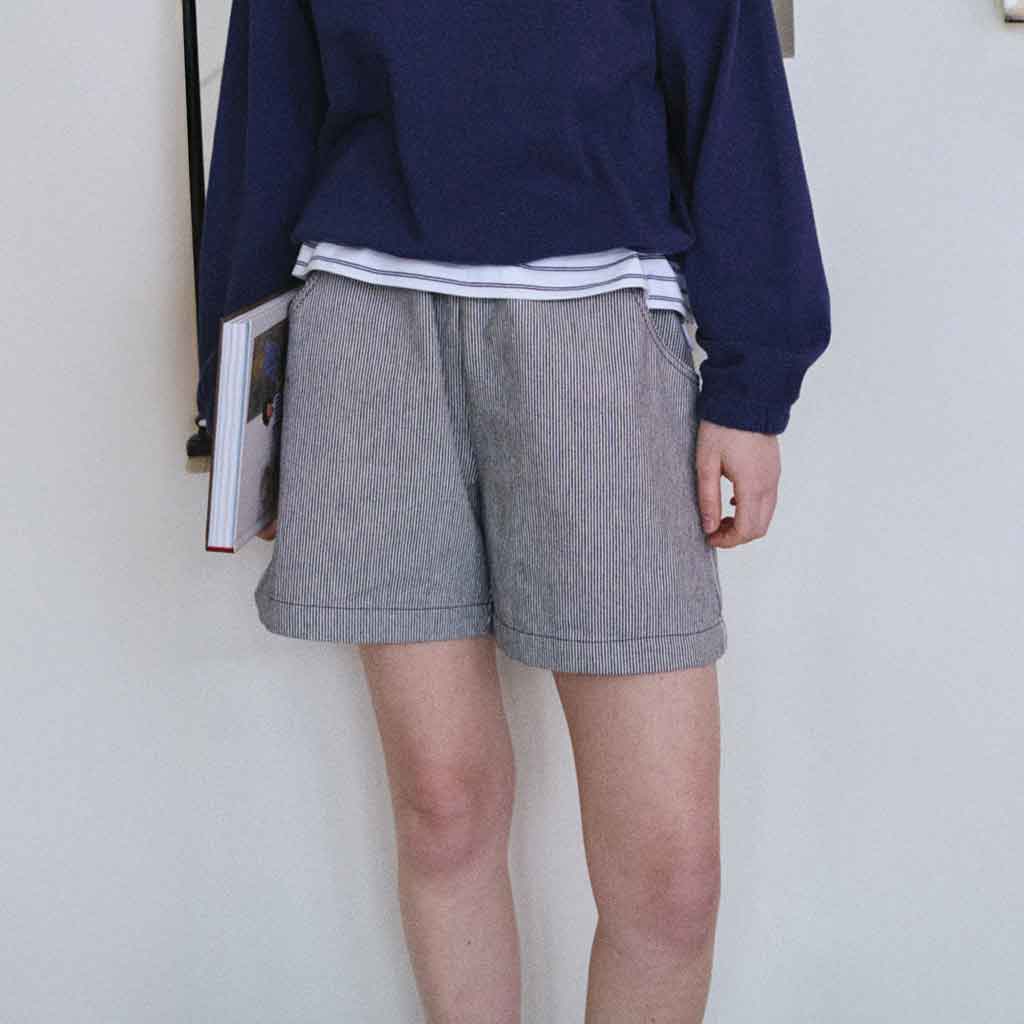 City Shorts - Navy Stripe - re - souL