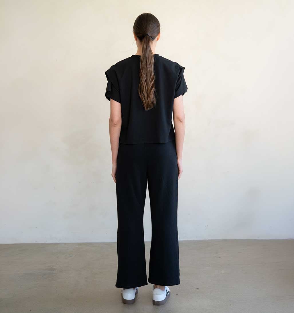 Classic Crew Relaxed Sleeves Tee - Black - re - souL