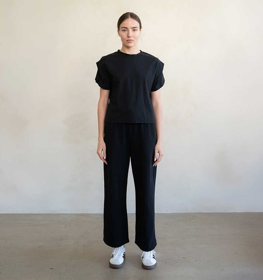 Classic Crew Relaxed Sleeves Tee - Black - re - souL