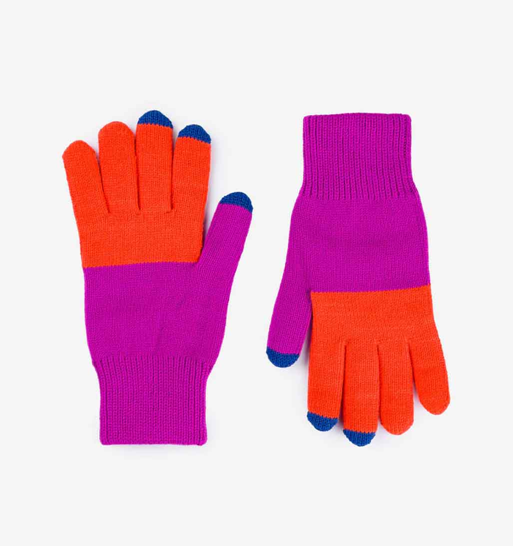 Colorblock Knit Touchscreen Gloves - re - souL