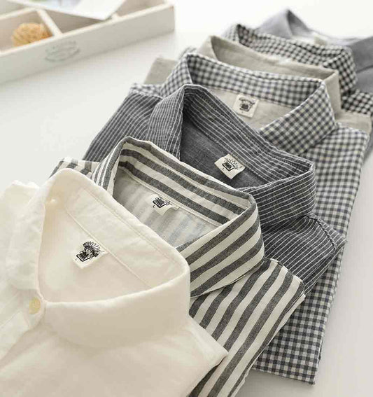 Cotton Button - Down Cap Sleeve Blouse - Blue Gingham - re - souL