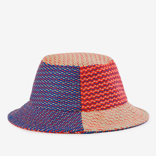 Dashes Knit Bucket Hat - Poppy/Cobalt - re - souL