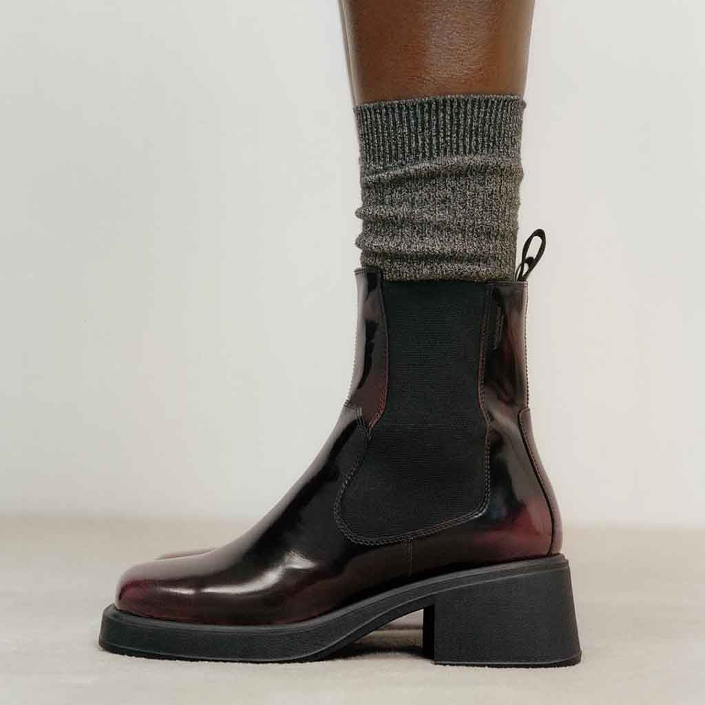 Dorah Chunky Chelsea Boot - Dark Red - re - souL
