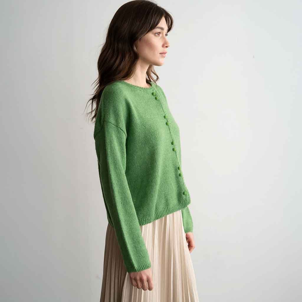 Double Button Cardigan - Green - re - souL