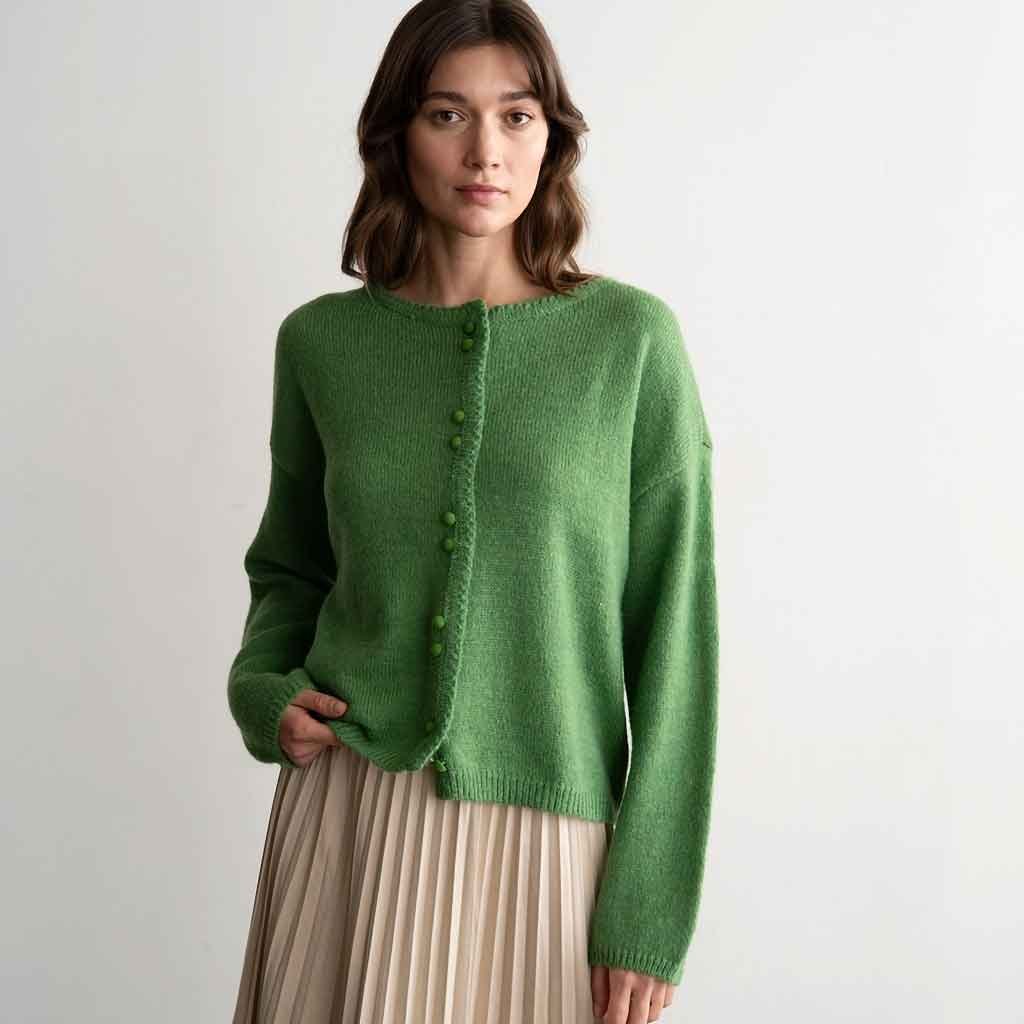 Double Button Cardigan - Green - re - souL