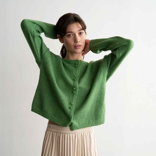 Double Button Cardigan - Green - re - souL