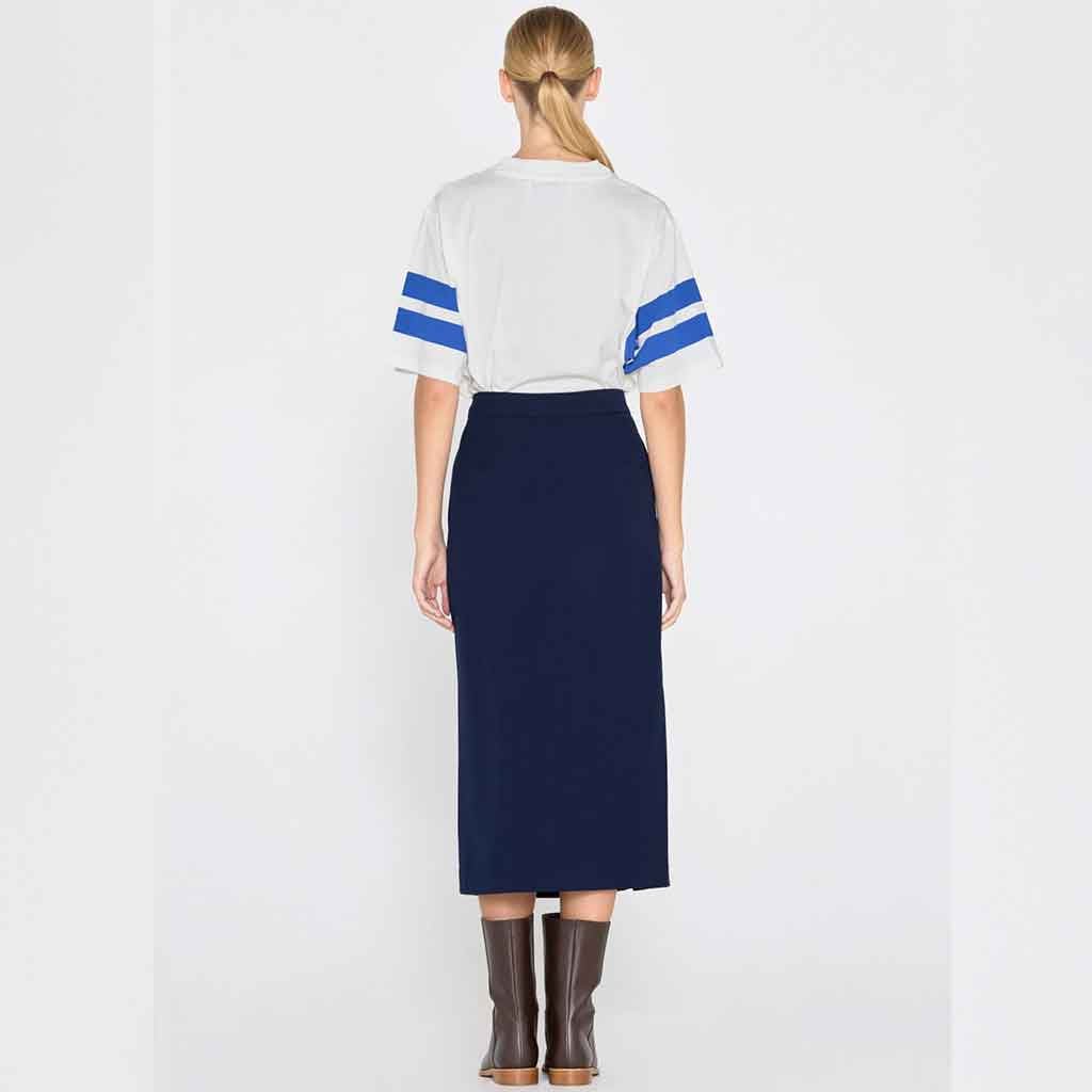 Double Buttoned Midi Skirt - Navy - re - souL