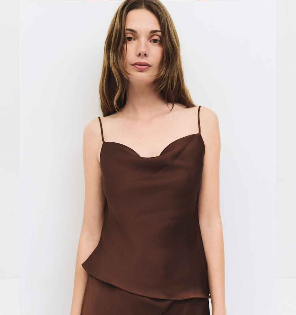 Elena Satin Top - Mocha - re - souL