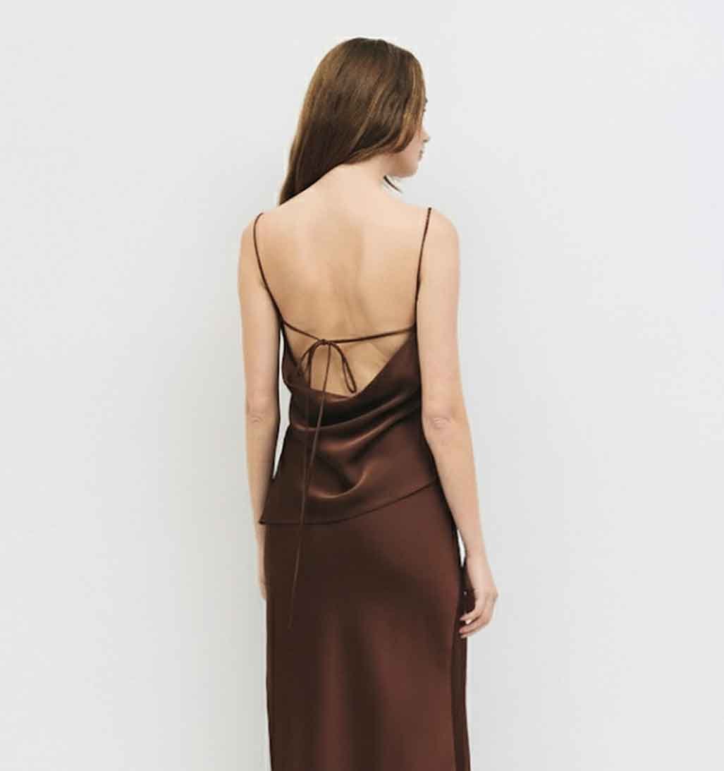 Elena Satin Top - Mocha - re - souL