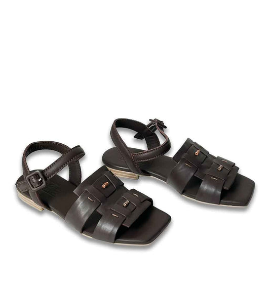 Eren Flat Woven Sandal - Dark Brown - re - souL