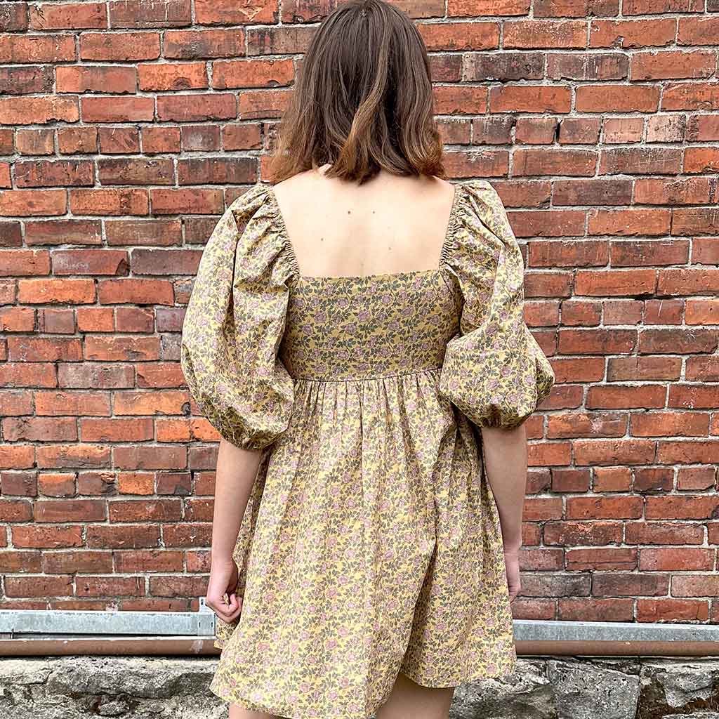 Floral Mini Dress - Mustard - re-souL