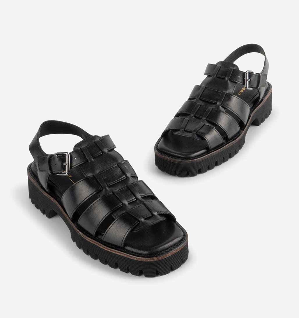 Haddie Fishermen Sandal - Black - re - souL