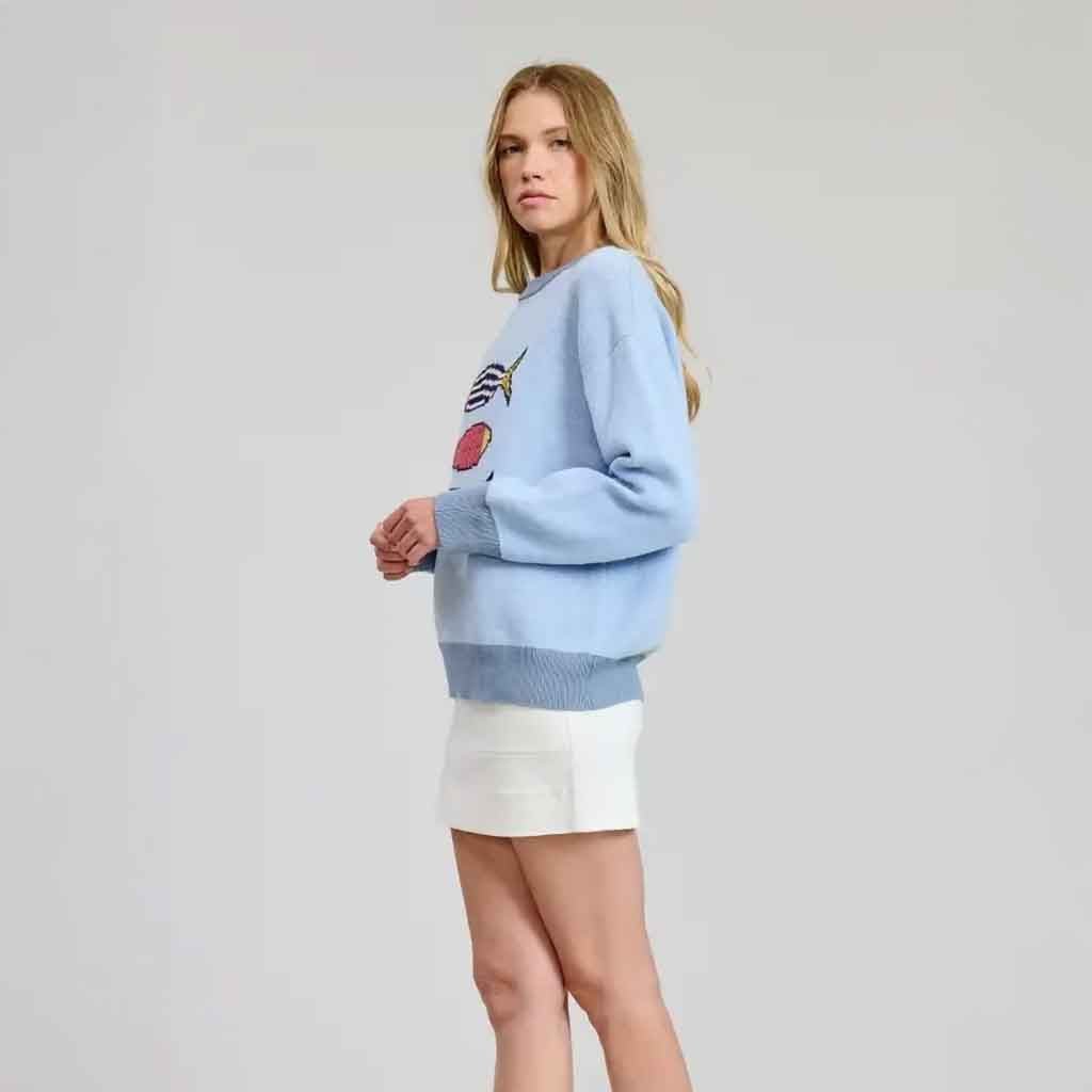 Happy Sardines Sweater - Blue - re - souL