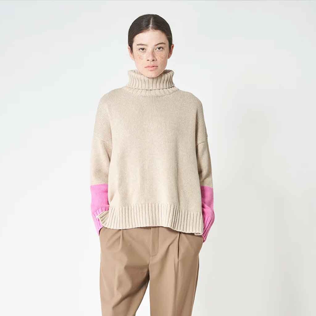 Hau Turtleneck Sweater - Beige/Pink - re - souL