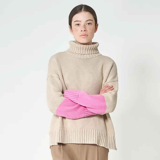 Hau Turtleneck Sweater - Beige/Pink - re - souL