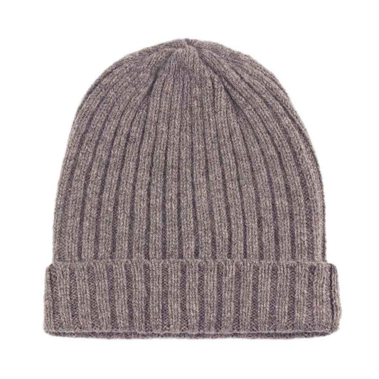 Lambswool Rib Beanie Ash Brown - re - souL