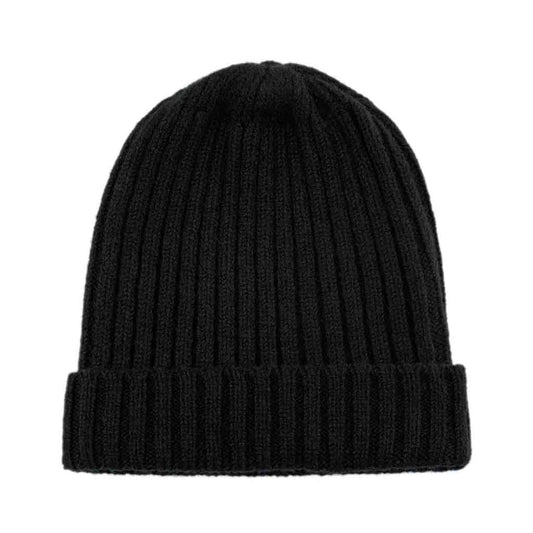 Lambswool Rib Beanie Black - re - souL