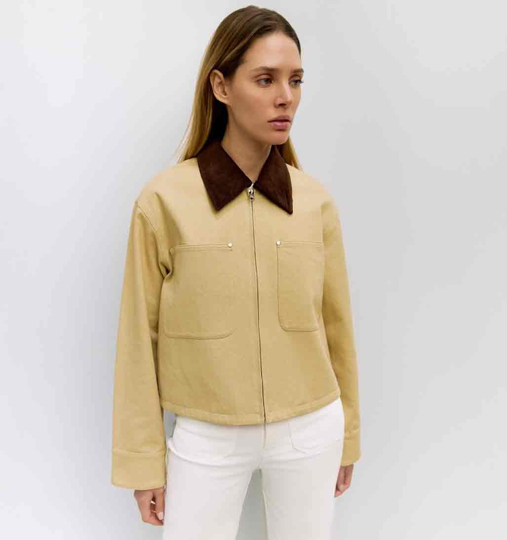 Laurel Twill Utility Jacket - Beige/Brown - re - souL