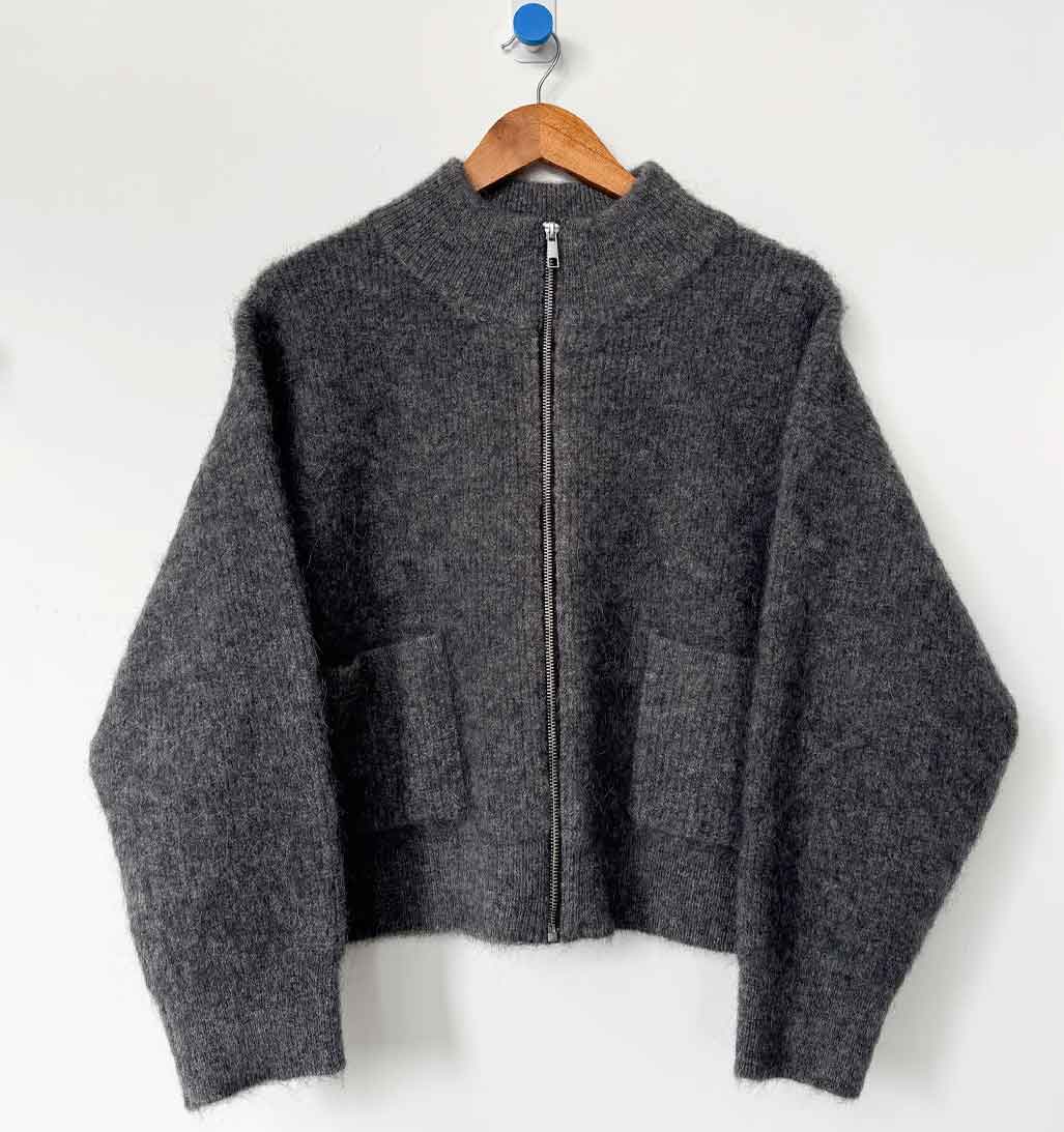LBS Alpaca Zip Front Jacket - Charcoal - re - souL