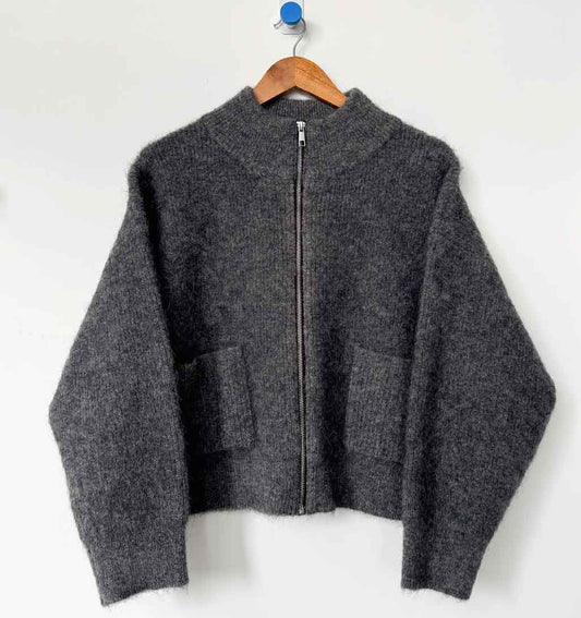 LBS Alpaca Zip Front Jacket - Charcoal - re - souL