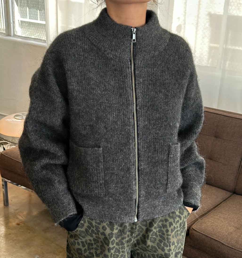 LBS Alpaca Zip Front Jacket - Charcoal - re - souL