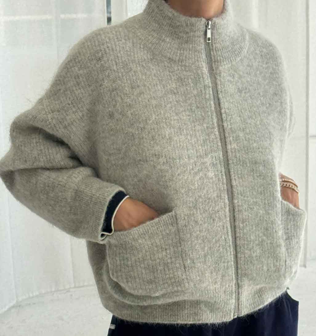LBS Alpaca Zip Front Jacket - Light Grey - re - souL