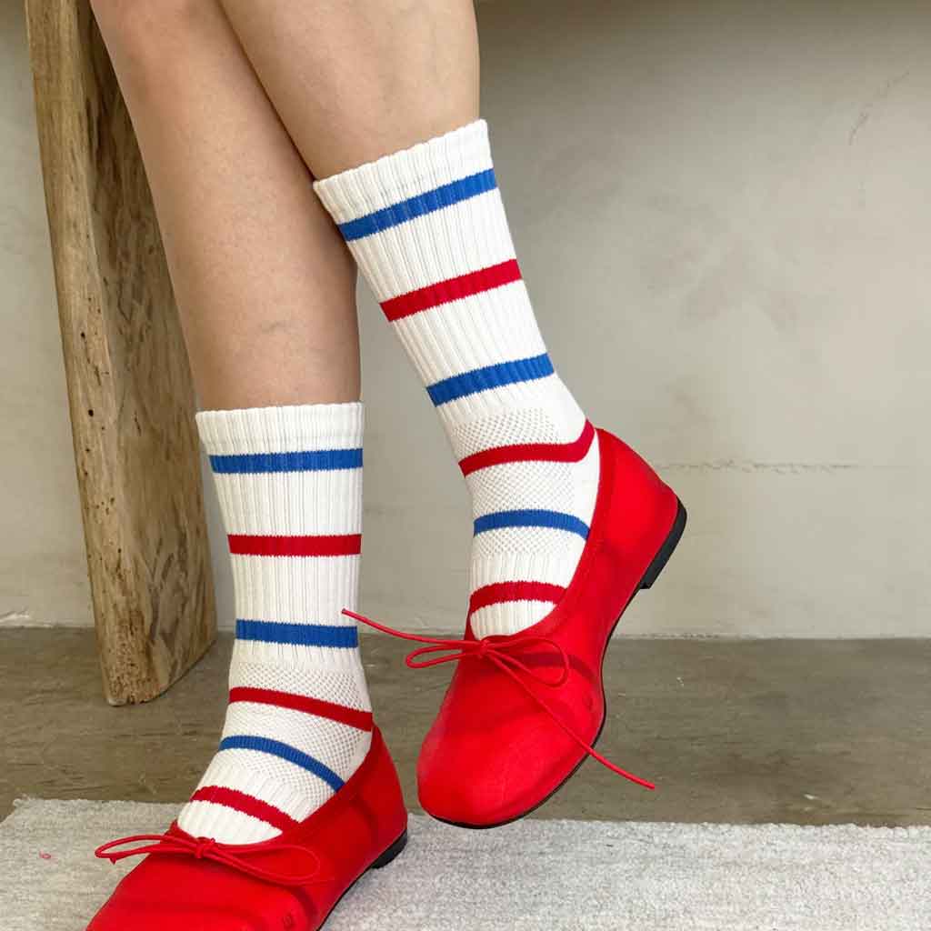 LBS Boyfriend Socks Red Blue Stripe - re - souL