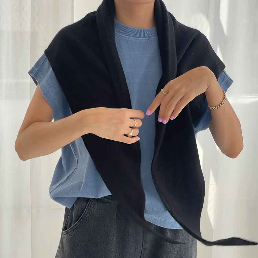 LBS Cashmere Shawl - Black - re - souL